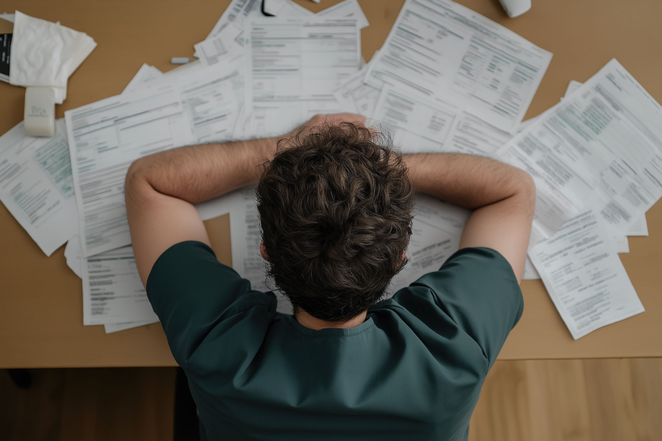 person beeing frustrated over paper load